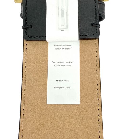 POLO RALPH LAUREN Elongated-Buckle Leather Belt in Black & Gold S main image 10